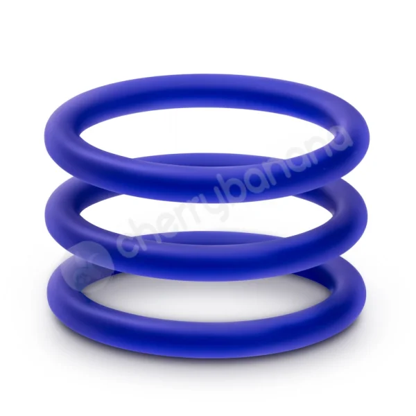 Performance VS1 Pure Premium Silicone Blue Cock Rings Medium 3 Pack