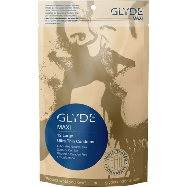 Glyde Maxi Large Size Vegan Condoms | 12-Pack