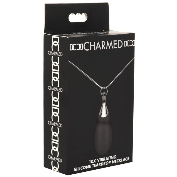 Charmed 10X Vibrating Silicone Rechargeable Teardrop Necklace