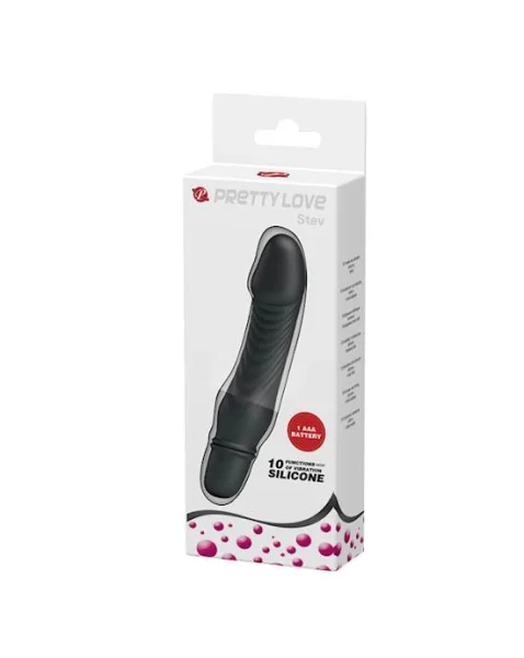 Stev Vibrating Dildo - 5.3 Inch - Black