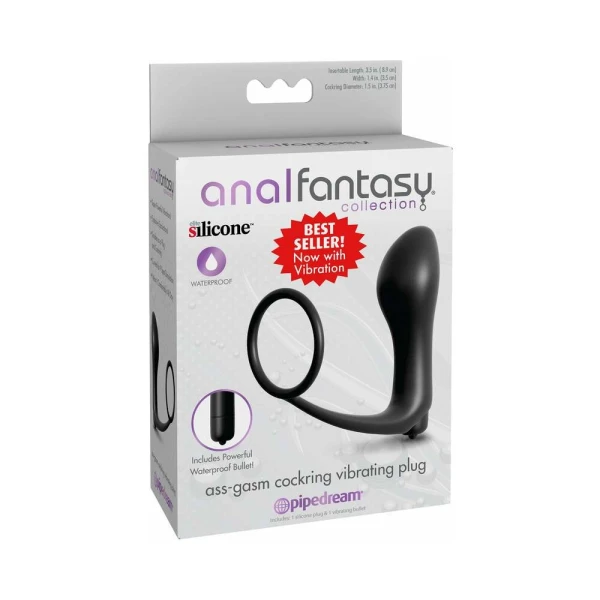 Anal Fantasy Ass Gasm Cockring Vibrating Plug Black