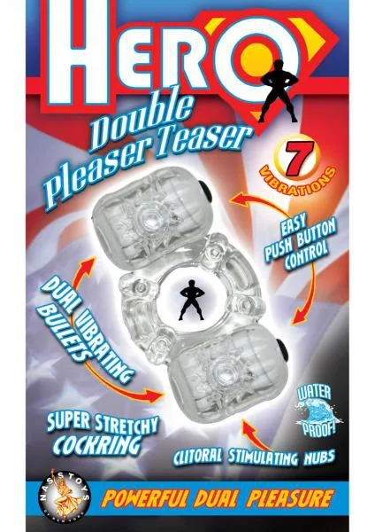 Hero Double Pleaser Teaser Cock Ring Waterproof Clear — image 4 of 4