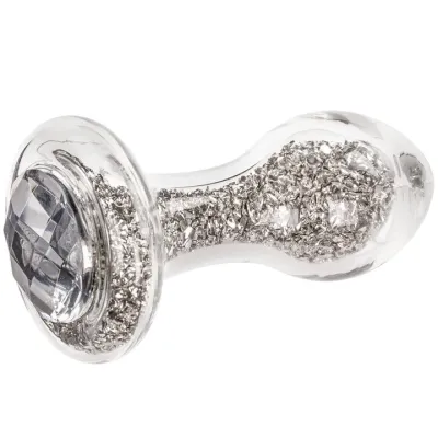Glacier Glass Silver Sparkler Jewelled Butt Plug 4 Inch