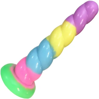Split Peaches Unicorn Horn Softer Silicone Dildo Pastel Pleasures Medium