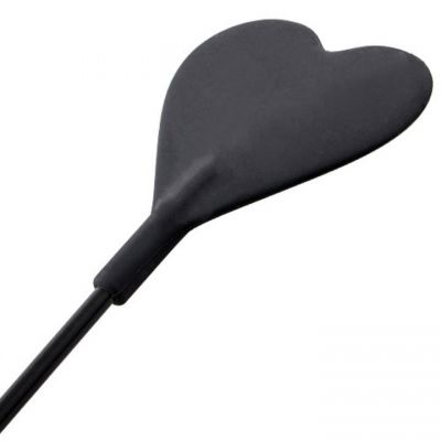 Bondara Black Silicone Heart Riding Crop 19 Inch