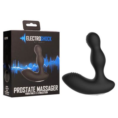 Electro Shock Vibrating Prostate Massager Black 12 cm 4 7 USB Rechargeable Vibrating Prostate Massager with E Stim