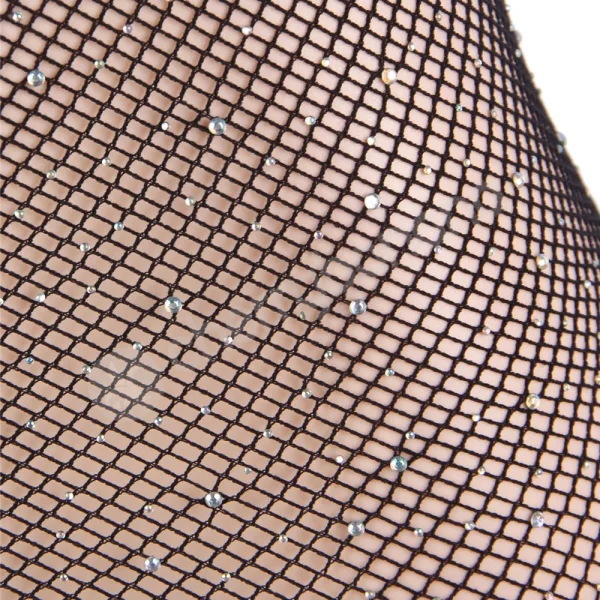 Cherry Banana Plus Size Black Fishnet With Sparkles Strapless Mini Dress