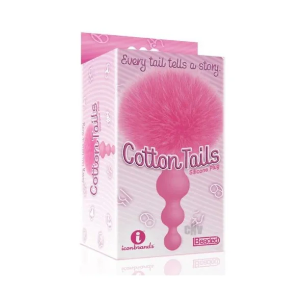 The 9's Cottontails Silicone Bunny Tail Butt Plug  - Beaded Pink