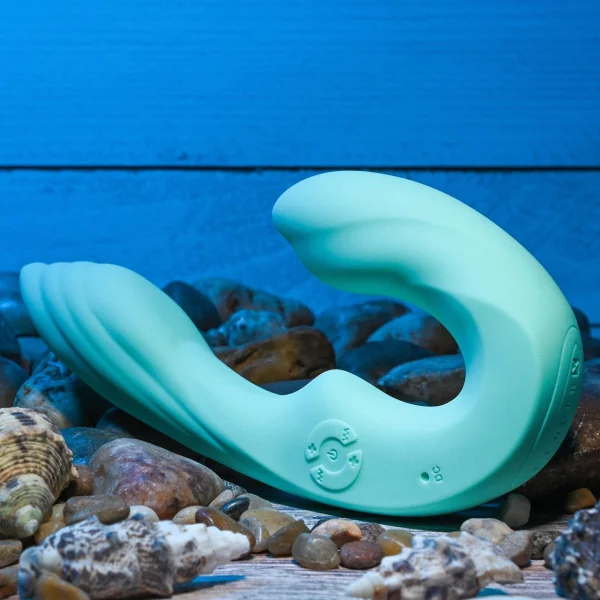 Gender X Strapless Seashell Rechargeable Silicone Strapless Strap-On Vibrator - Aqua