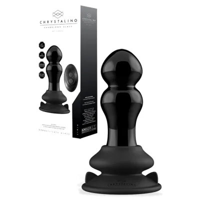 Shots Rimly 4 3 Handblown Glass Vibrating Anal Plug with Suction Cup Remote Control