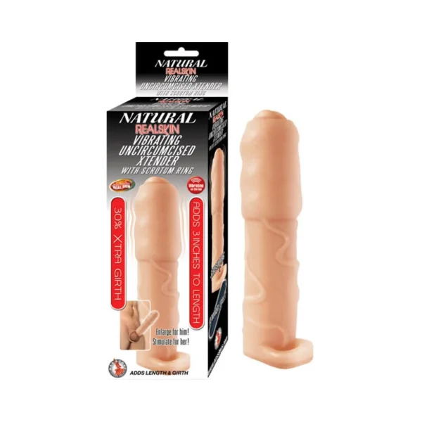 Natural Realskin Vibrating Uncircumsised Xtender With Scrotum Ring — image 6 of 7