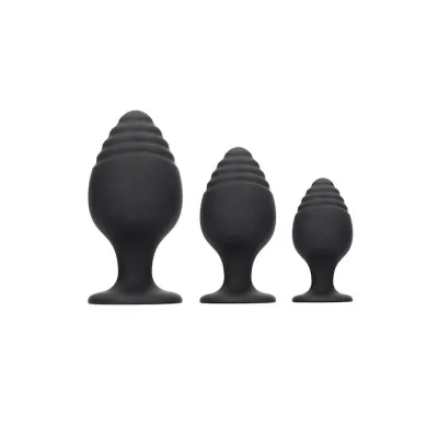 Rippled Butt Plug Set Black