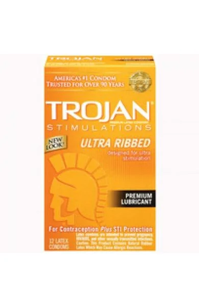 Trojan Stimulations Ultra Ribbed 12 Pack