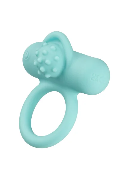 Silicone Rechargeable Nubby Lover's Delight Vibrating Cock Ring By CalExotics - Teal