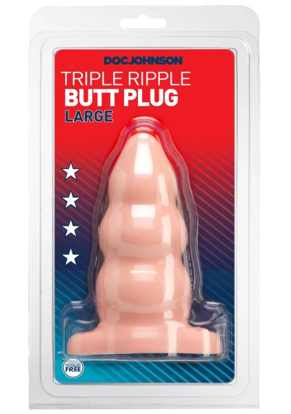 Triple Ripple Butt Plug - Large (Black)