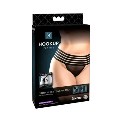 Hookup Crotchless Love Garter Black Fits Size Xl xxl