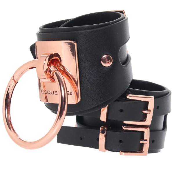 Vegan Leather Handcuffs in Black