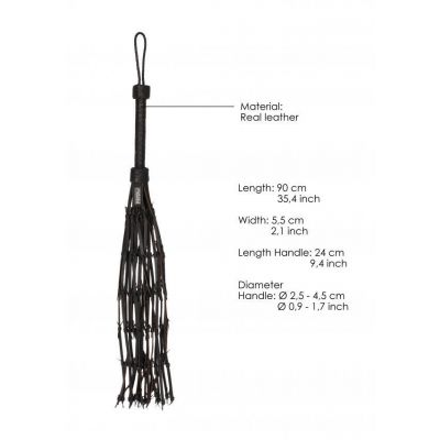 Saddle Leather With Barbed Wire Flogger 30 Inches Black