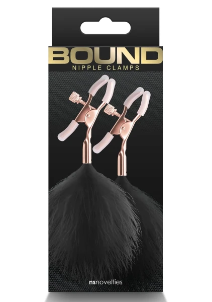 Bound Adjustable F1 Feather Nipple Clamps by NS Novelties - Rose Gold & Pink