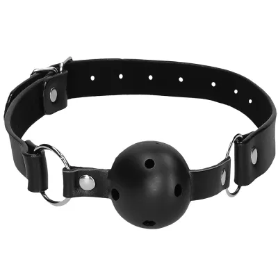 Black White Breathable Ball Gag With Nipple Clamps