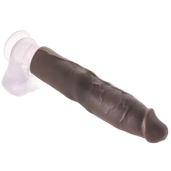 Fantasy X-tensions Elite Silicone Vibrating 9" Penis Extension With 3" Extender & Remote  - Chocolate