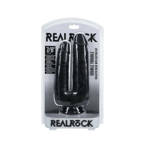 Couples Dildos: Realrock Double Trouble 7 In. / 8 In. Dildo Black