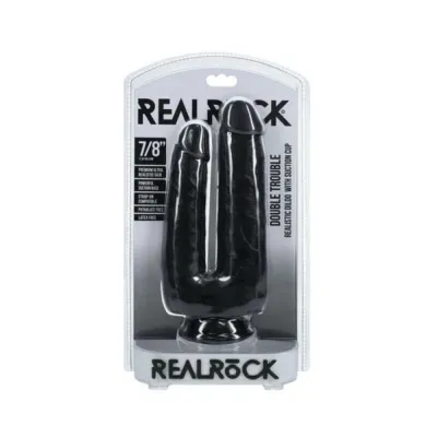 Couples Dildos Realrock Double Trouble 7 In 8 In Dildo Black
