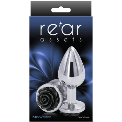 Medium Black Rose Metal Butt Plug