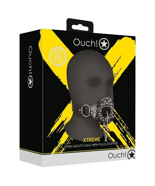 Ouch! Open Mouth Gag with Plug Stopper