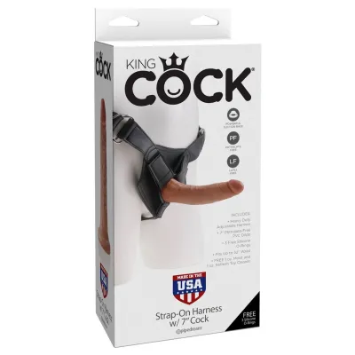 King Cock Strap on Harness With 7 Cock Tan