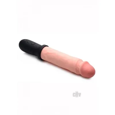 8x Auto Pounder Vibrating And Thrusting Dildo With Handle Beige