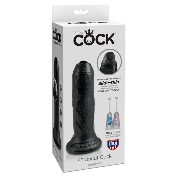 Pipedream Products King Cock 6” Uncut Cock Black