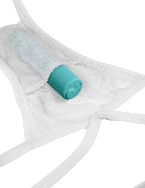 Hookup Panties Remote Bow-Tie G-String - White - XL - Xxl