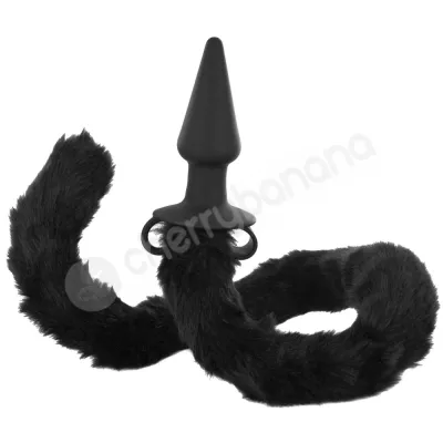 Tailz Bad Kitty Black Silicone Cat Tail 4 Anal Plug With Bullet Holders