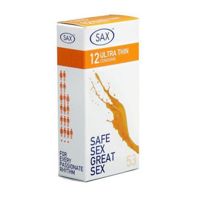 SAX 53mm Condoms Ultra Thin Regular Fit 12 pack