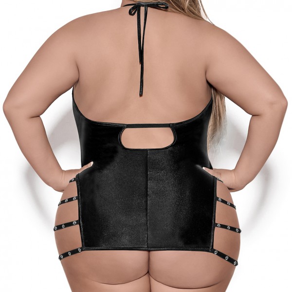Exposed Lust Plus Size Black Fetish Wet Look Dress