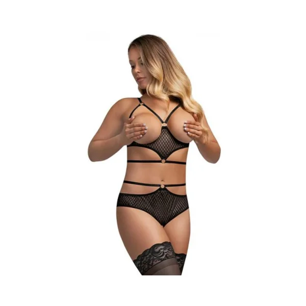 Ms Diamond Girl Bra & Panty Set Black L/xl
