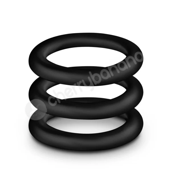 Performance VS2 Pure Premium Silicone Black Cock Rings Small 3 Pack