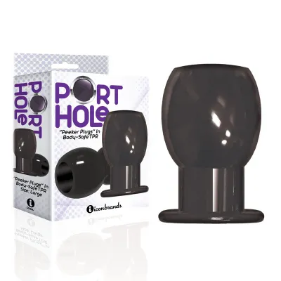 The 9 s Port Hole Hollow Butt Plug Black Hollow Butt Plug