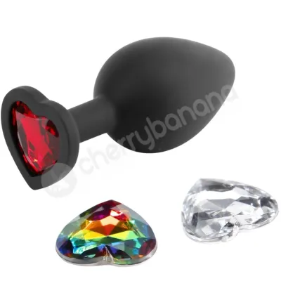 Glams Xchange Heart Medium 2 8 Butt Plug With 3 Swappable Gems