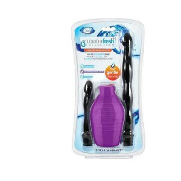 Anal Douches: Cloud 9 Fresh + Deluxe Anal Enema Douche Kit 10.8oz EZ Squeeze Bulb W/ Soft Nozzle
