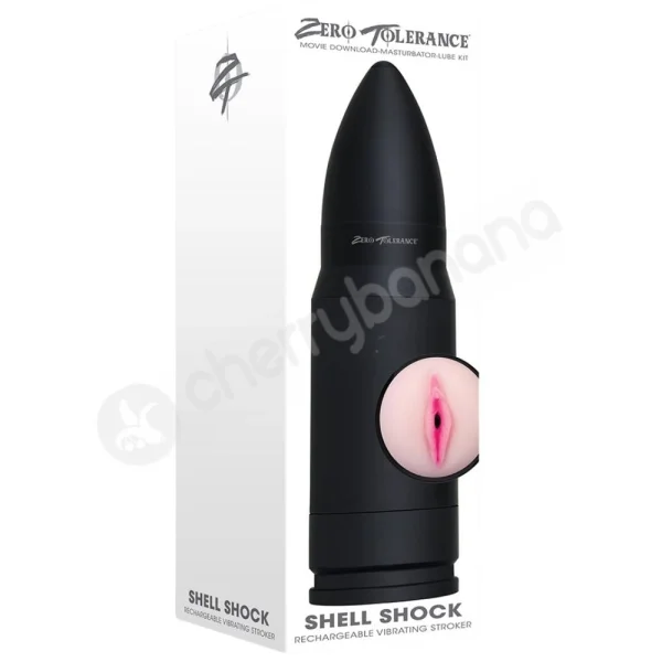 Zero Tolerance Shell Shock Vibrating Life-Like Flesh Vagina Stroker Inside Black Canister