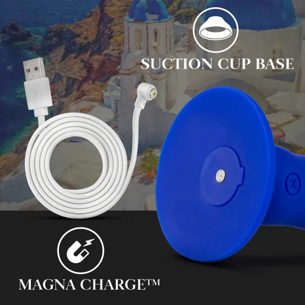 Impressions Santorini Rechargeable Waterproof Silicone G-Spot Suction Cup Vibrator By Blush - Blue