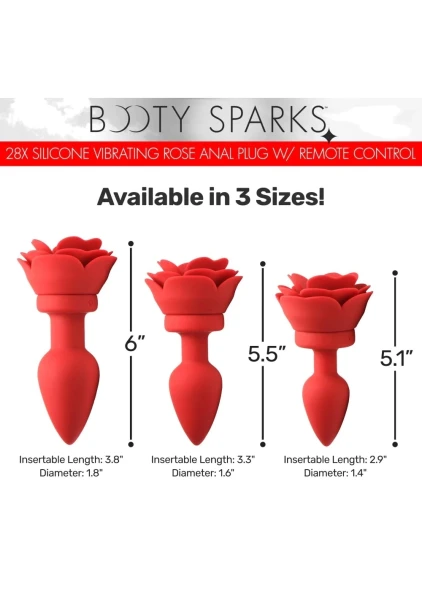 28X Silicone Vibrating Rose Anal Plug with Remote — image 7 of 24