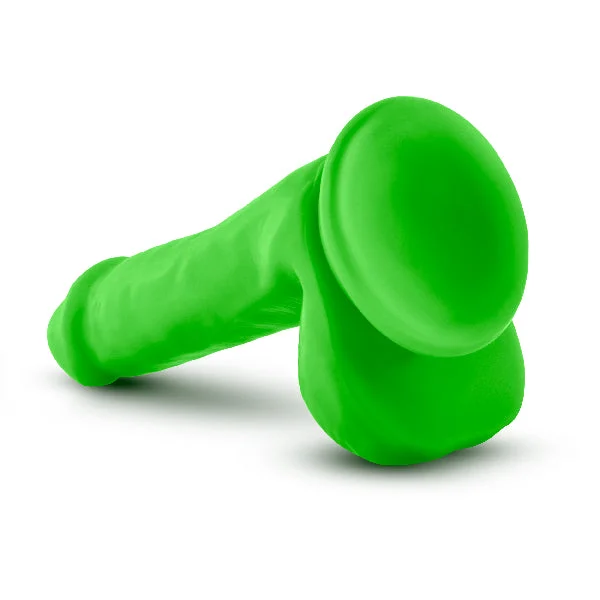 Neo Elite 6in Silicone Dual Density Cock with Balls Neon Green — image 9 of 10