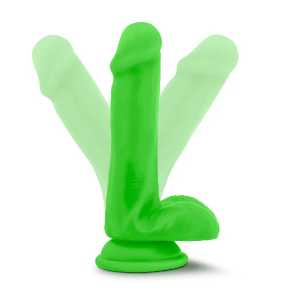 Neo Elite 6in Silicone Dual Density Cock with Balls Neon Green — image 10 of 10