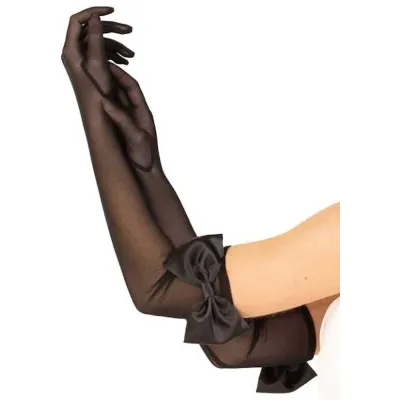 Bow Top Mesh Gloves One Size Black