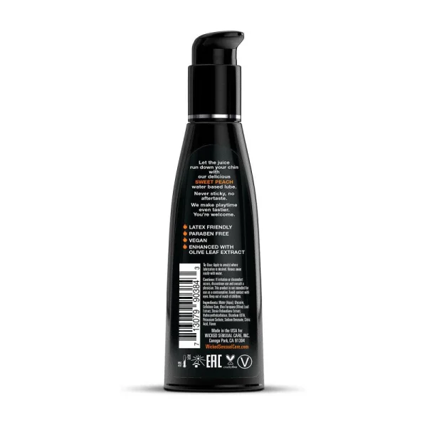 Wicked Aqua Sweet Peach Water Based Personal Lubricant 4 fl oz