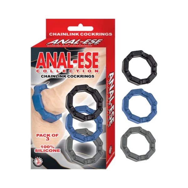 Anal-ese Collection Chainlink Cockrings Black,blue,grey — image 5 of 5