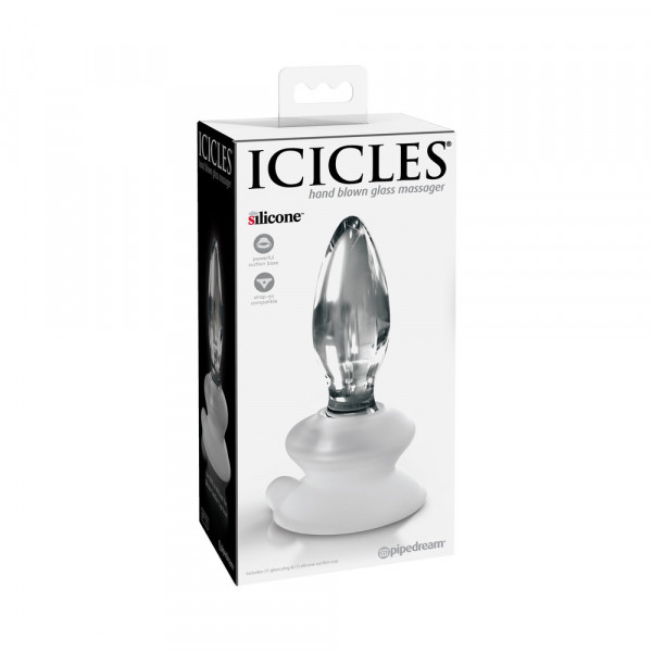 Icicles No. 91 Clear Glass Butt Plug with Suction Cup by Pipedream Products
